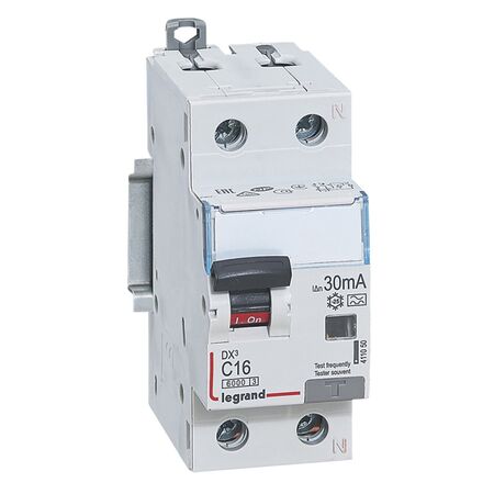 DX³ - RCBO 2P 6kA - A Type 30mA 230V a.c. - neutral on right hand side 1P+N 16A 2 module