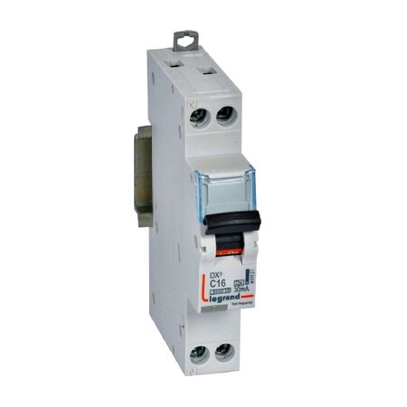 DX3 RCBO 1P+N 16A 30mA 6kA (MCB/RCD combo) - A Type - C Curve