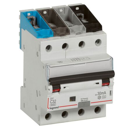 DX³ - RCBO 4P 6kA - A Type 30mA 400Va.c - neutral on right hand side 4P 32A 4 module