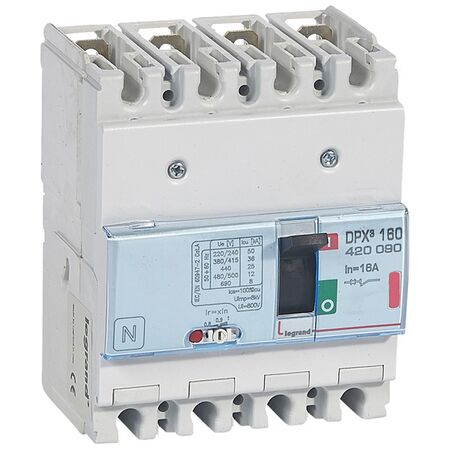 DPX³ 160 Thermal Magnetic MCCB - Icu 36 kA - 400 V~ - 4 Phase - 16 A