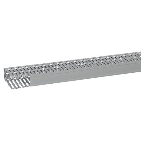 Transcab - Cable grey duct with cover - 2 metre length 40x100mm 2m 12.5mm finger DIN pitch with cover grey