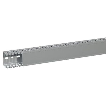 Transcab - Cable grey duct with cover - 2 metre length 60x40mm 2m 12.5mm finger DIN pitch with cover grey
