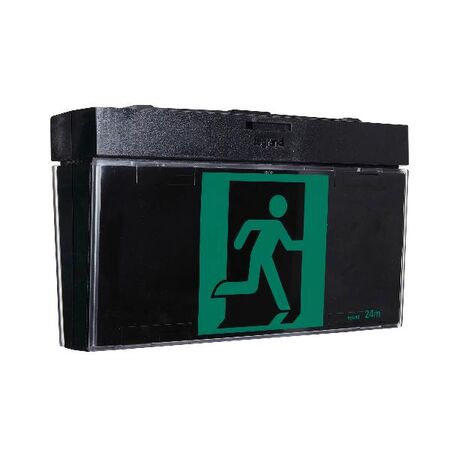 G2 LED Exit Sign complete with running man decals - black finish with NiMh battery - DALI