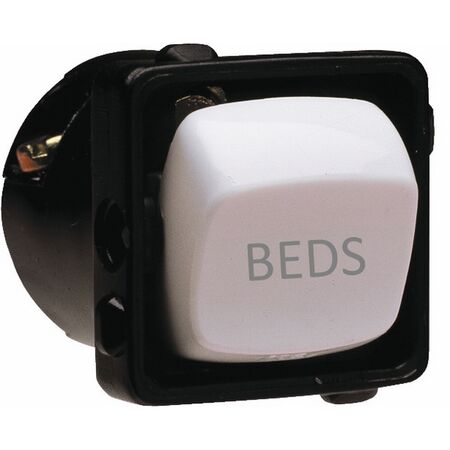 HPM 10A 1 & 2 Way Single Pole Single Throw BEDS Engraved Rocker Switch White