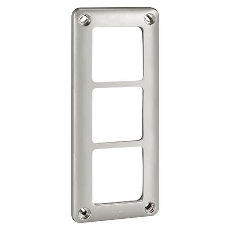 Soliroc Horizontal Coverplate 3 Gang 110x224x13mm Metal Silver