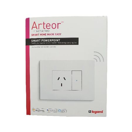 ARTEOR with NETATMO - Smart Single Powerpoint - 16Amp 3 Module - White