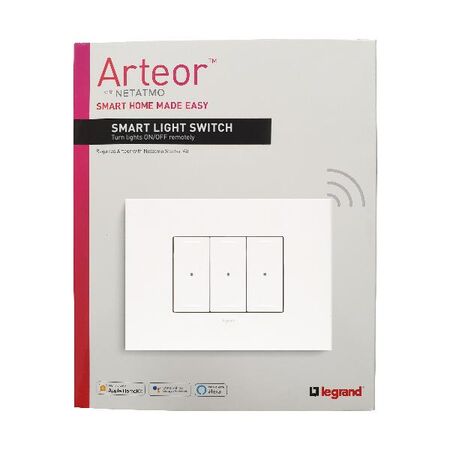 ARTEOR with NETATMO - Smart Dimmer Horizontal - 3 Gang - 3 Wire - White