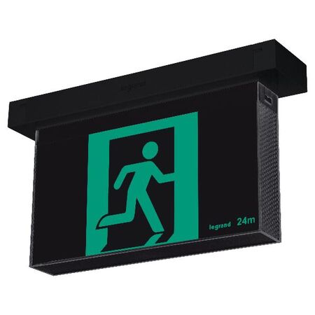 Bolt LED Exit sign slide connect complete with running man decals - theatre with lithium battery
