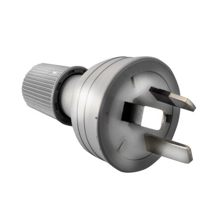 HPM 10A 3 Pin Plug Top with Cord Locking Nut Grey