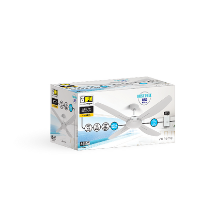 HPM Serene 4 Blade AC Ceiling Fan 1320mm 52in White