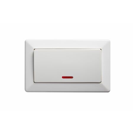 Como - Horizontal Single Pole Double Throw - rocker Switch large 1 gang 10A 240V a.c. with neon white