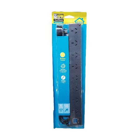 HPM General Purpose 8 Outlet 175J Surge Protected Powerboard Charcoal