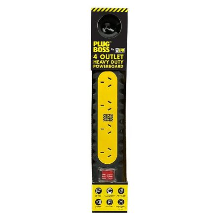 HPM Plug Boss Heavy Duty 4 Outlet 1050J Surge Protection Powerboard