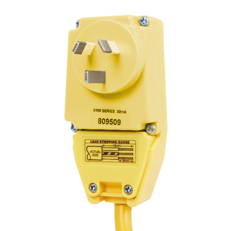 HPM Heavy Duty 10A Lead with Inline RCD Safety Switch 1.6m Yellow