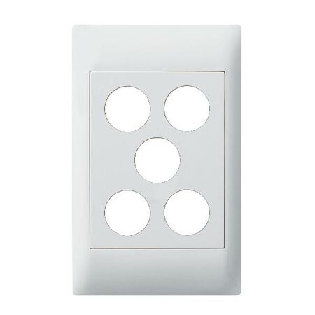 Excel Life - Common plate - Grid & plate For EM series switch mechanisms 5 gang white