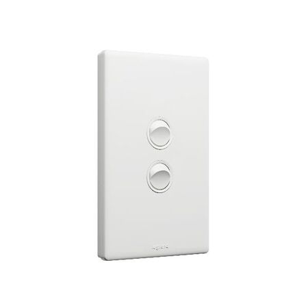 Excel Life 16AX 2 Way Single Pole Double Throw Vertical Rocker Switch 2 Gang Matt White