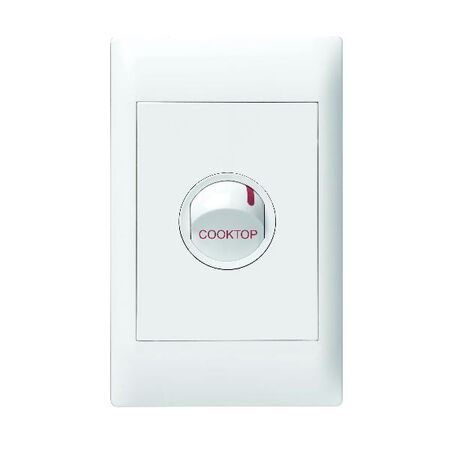 Excel Life 40A COOKTOP Double Pole Heavy Duty Vertical Rocket Switch 1 Gang Gloss White