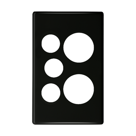 Excel Life Vertical Double Powerpoint Coverplate with Extra Function Hole Black