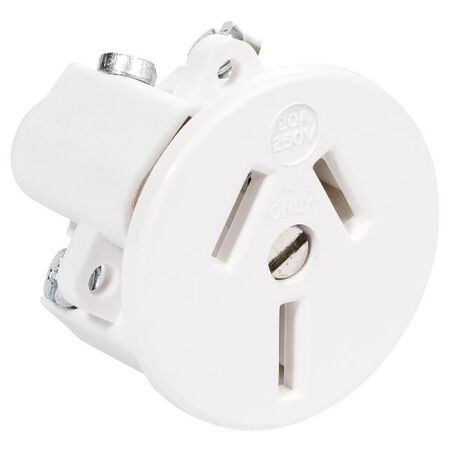 HPM 20A Flush 2.5mm Panel Mounting Plug Base White