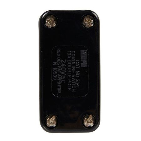 HPM Excel 10A 3 Core or Figure-8 Wiring Cordline Switch Black