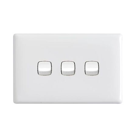 Linea - Horizontal rocker switch - Single Pole Double Throw - 3 gang 2 way 10A 240V a.c. white