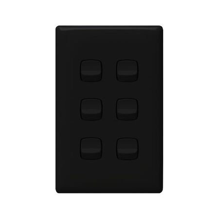 Linea - Vertical rocker switch - Single Pole Double Throw - 6 gang 2 way 240V a.c. black