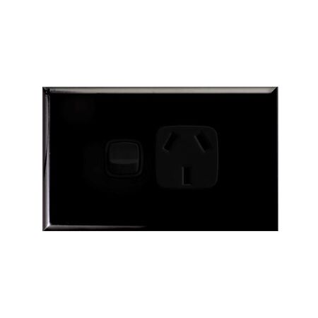 Excel - Single powerpoint 1 gang double pole 10A 240V a.c. Black