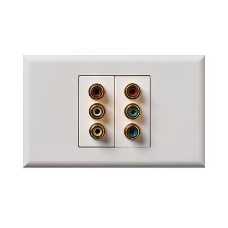 Excel - RGB & RCA yellow/white/red 2 gang gloss white