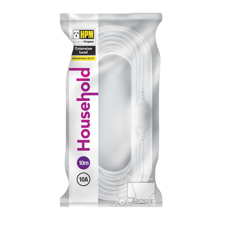 HPM Household 10A 3 Core 1.0mm² Extension Lead 10m White