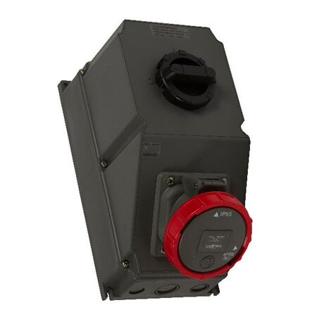 HYPRA - IEC industrial IP66/67 combination switched socket 3P+E 415V a.c. 63A grey