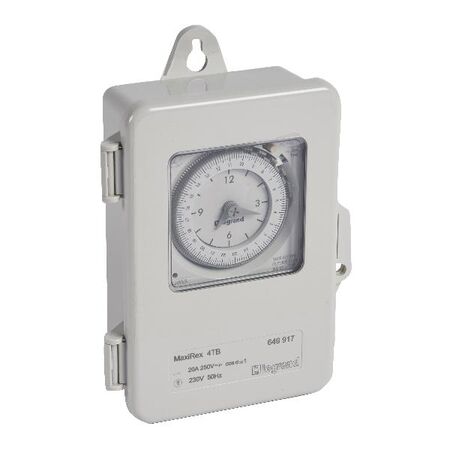 Analogue time switch 24 hour program 20A - no working reserve 4 time switch - 4TB with IP53 enclosure
