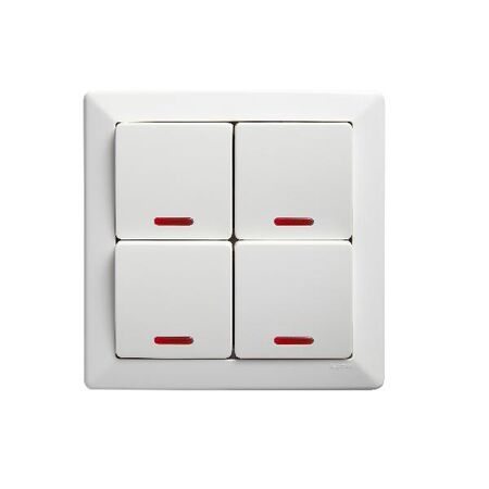Como - Vertical switch 4 gang 10A 240V a.c. with neon white