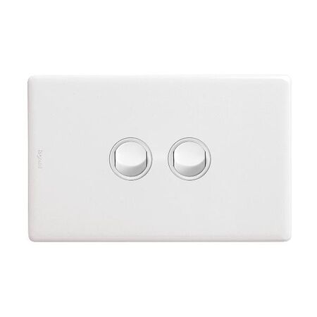 Excel Life Single Pole Double Throw Horizontal Rocker Switch 2 Gang Gloss White