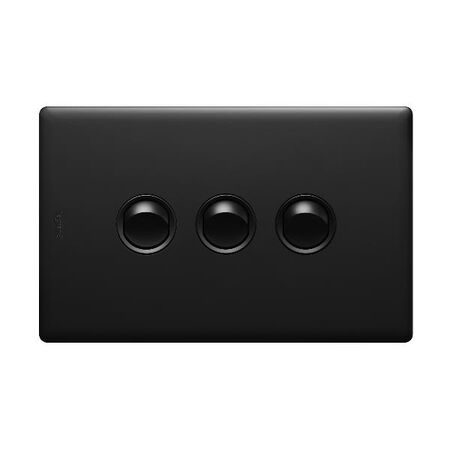 Excel Life 16AX Single Pole Double Throw Horizontal Rocker Switch 3 Gang Matt Black