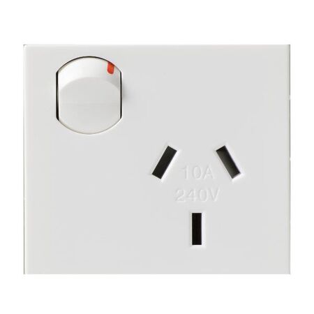 Excel Life - Vertical single powerpoint mechanism 1 gang 10A 240V a.c. white