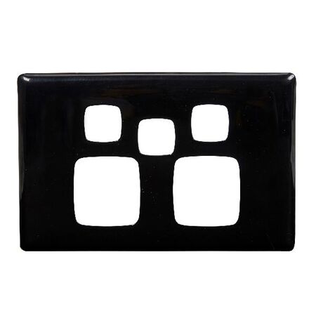 Linea - Powerpoint coverplate 2 gang with extra hole black