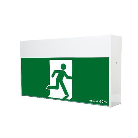 Large 60m LED Exit sign - single sided running man straight with lithium battery - Axiom