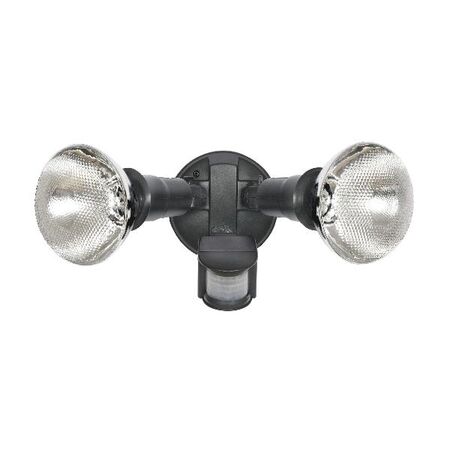 Nelson PAR38 300W Incandescent Outdoor Twin Floodlight with PIR Sensor Manual Override Black