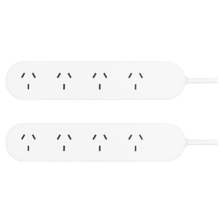 HPM Standard 4 Outlet Powerboard White - Twin Pack