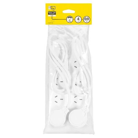 HPM Standard 4 Outlet Powerboard White - Twin Pack