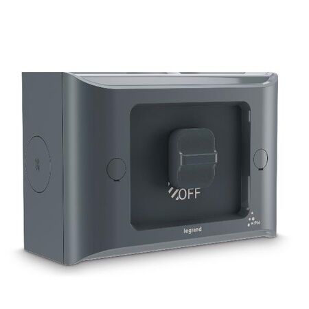 AQUA Life 16A IP66 Weatherproof Surface Mount 1 Gang Switch Cement Grey