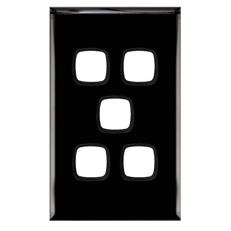 Excel - Grid & plate For 770 series mechanisms - 5 gang gloss black