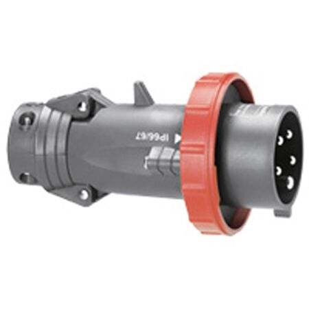 HYPRA - IEC industrial straight plug 3P+N+E 415V a.c. 32A grey