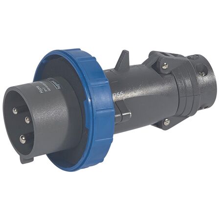 HYPRA - IEC industrial straight plug IP66/67 2P+E 240V a.c. 32A grey