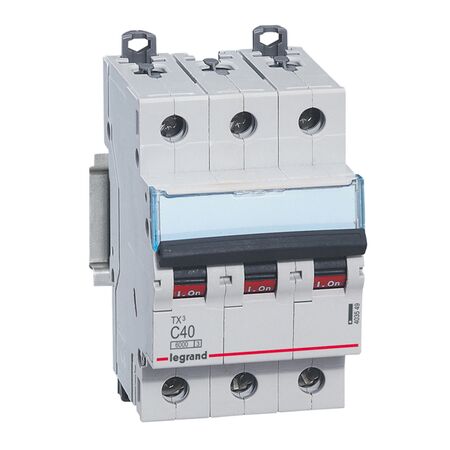 TX³ - MCB 6000 - Thermal magnetic circuit breaker - C curve - prong/fork type supply busbar - 3P - 230/400V a.c. - 50A - 3 module