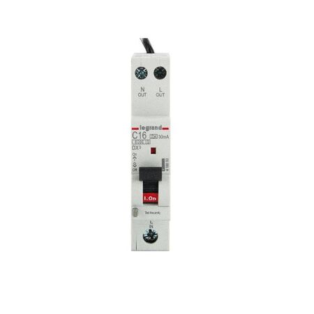 DX3 Single Pole RCBO 1P+N 16A 30MA C Curve with Flexible Neutral Tail 900mm