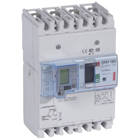 DPX³ 160 Thermal Magnetic MCCB with e.l.c.bs- Icu 36 kA - 400 V~ - 4 Phase - 80 A