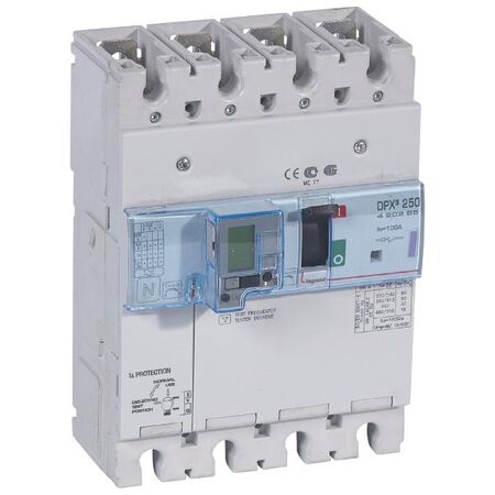 DPX³ 250 Thermal Magnetic MCCB with e.l.c.bs - Icu 50 kA - 400 V~ - 4P - 100 A