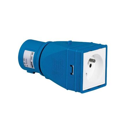 Industrial/Domestic Adaptor P17 Tempra 10/16 A - 230 V - 2 P + T - BLue