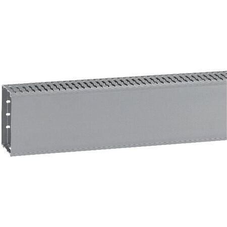 Transcab - Cable grey duct with cover - 2 metre length 120x80mm 2m 12.5mm finger DIN pitch with cover grey